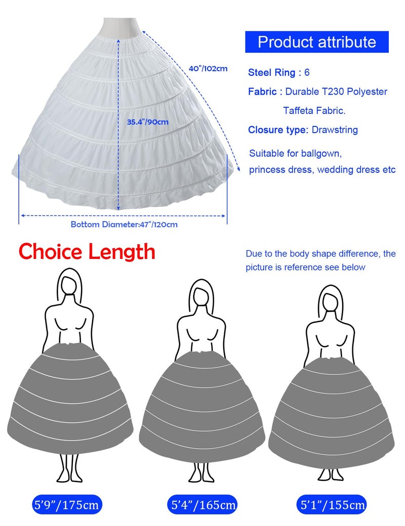 BEAUTELICATE MISSYDRESS Full A-line 6 Hoops Floor-length Bridal Dress Gown Slip Petticoat Black - Image 4